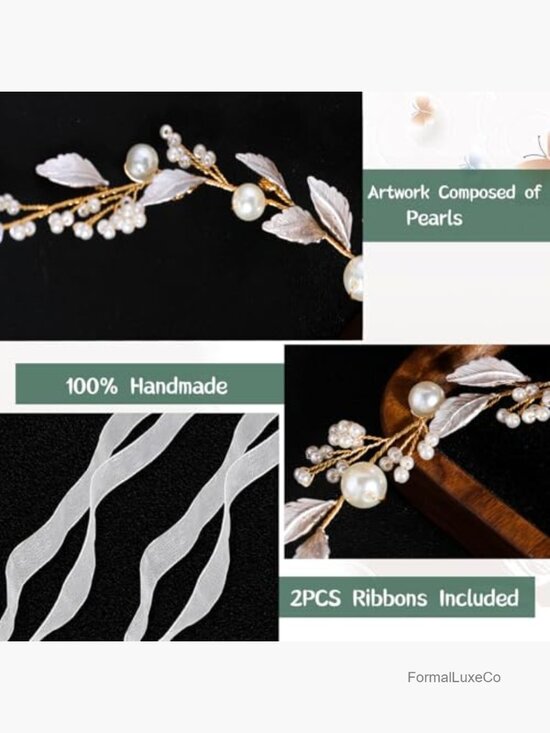 Handmade Wire Woven Bridal Hair Vine with Pearl Clusters main image 4
